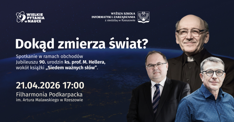 Plakat spotkania "Dokąd zmierza świat?"
